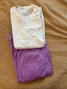 Price for both : Set of 2 lululemon swiftly long sleeves in White and Purple